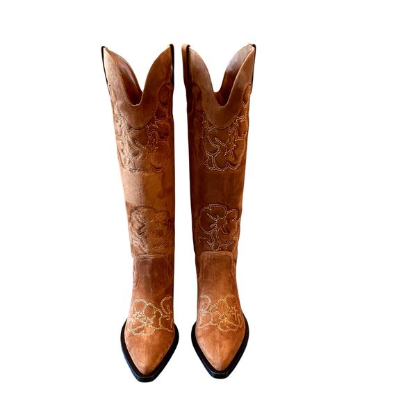 STUART WEITZMAN Felix Boots Brown Suede Made in Spain Size 37.5 | US 7 New - Picture 11 of 16